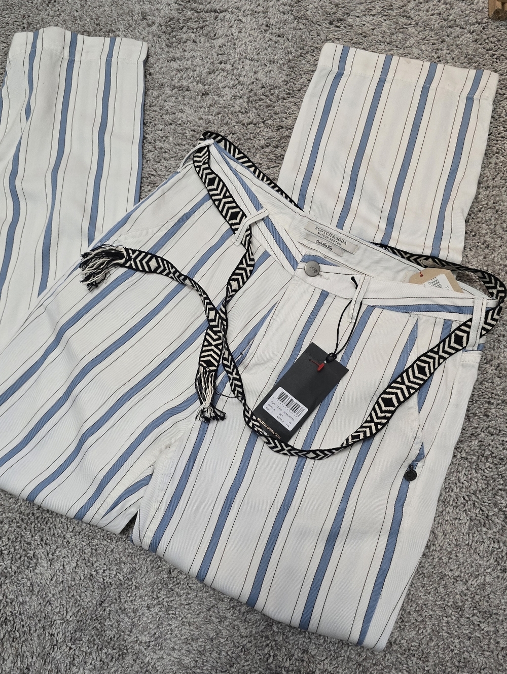 Scotch & Soda Women's Size Small (1) White & Blue Striped Wide Leg Pants! NWT